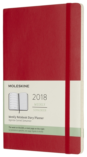2018 - 12 mesi - Agenda settimanale con spazio per note Large rosso scarlatto copertina morbida