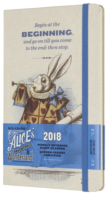 2018 - 12 mesi - Agenda settimanale con spazio per note Alice Large bianco mandorla