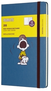 2018 - 12 mesi - Agenda settimanale con spazio per note Peanuts Large blu acciaio