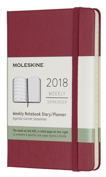 2018 - 12 mesi - Agenda settimanale con spazio per note Pocket rosa bacca copertina rigida