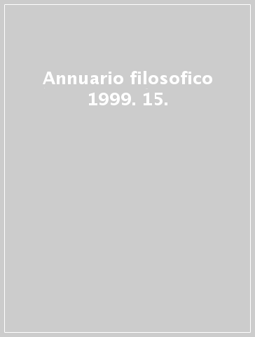 Annuario filosofico 1999. 15.