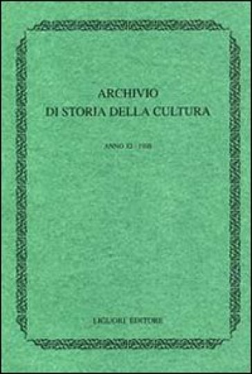 Archivio di storia della cultura (1998)