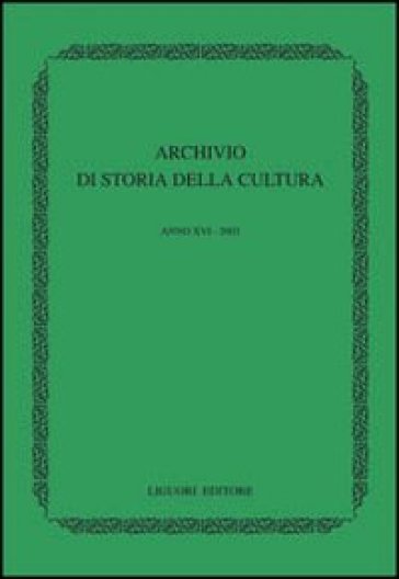 Archivio di storia della cultura (2003)