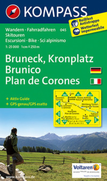 Carta escursionistica n. 045. Plan de Corones, Brunico-Kronplatz, Bruneck 1:25.000. Adatto a GPS. Digital map. DVD-ROM