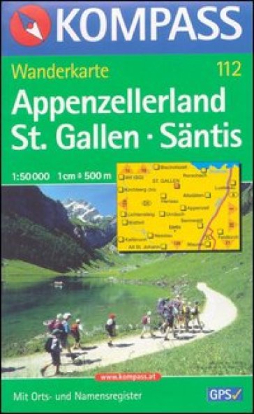 Carta escursionistica n. 112. Svizzera, Alpi occidentale. Appenzellerland, St. Gallen, Santis 1:50.000. Adatto a GPS. Digital map. DVD-ROM