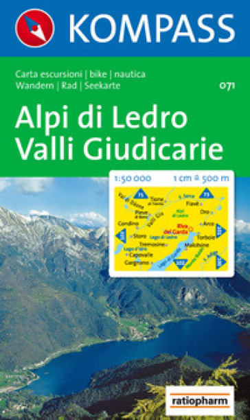 Carta escursionistica n. 71. Lago di Garda. Alpi di Ledro, Valli Giudicarie 1:50000