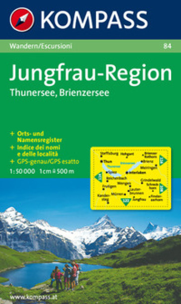 Carta escursionistica n. 84. Svizzera, Alpi occidentali. Jungfrau, Region, Thuner See, Brienzer See 1:50.000. Adatto a GPS. Digital map. DVD-ROM