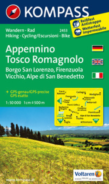 Carta escursionistica n. 2453. Appennino Tosco Romagnolo 1:50.000. Ediz. multilingue