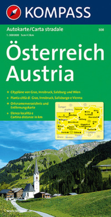 Carta stradale n. 308. Austria-Osterreich 1:300.000. Ediz. bilingue
