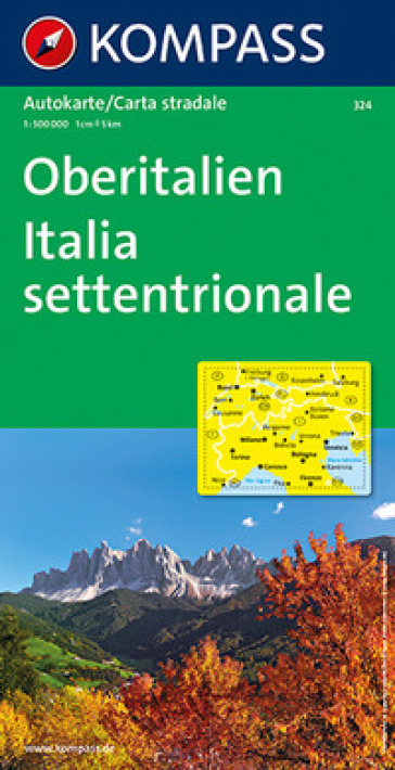 Carta stradale n. 324. Italia settentrionale-Oberitalien 1:500.000. Ediz. bilingue