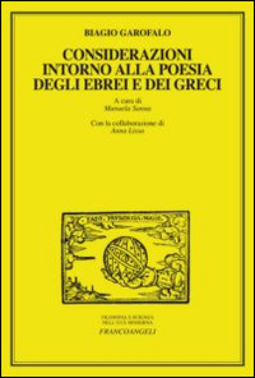 Considerazioni intorno alla poesia degli ebrei e dei greci - Biagio Garofalo