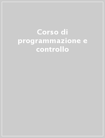 Corso di programmazione e controllo