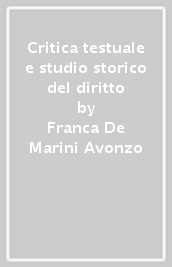 Critica testuale e studio storico del diritto