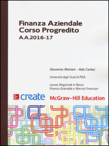 Finanza aziendale. Corso progredito A. A. 2016-17 - Giovanna Mariani - Ada Carlesi