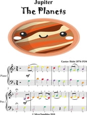 Jupiter the Planets Easy Piano Sheet Music with Colored Notation