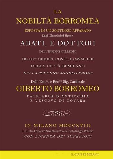 La nobiltà borromea - Fabiola Giancotti - Fabiola Giancotti (a cura di) - G.A. Sassi