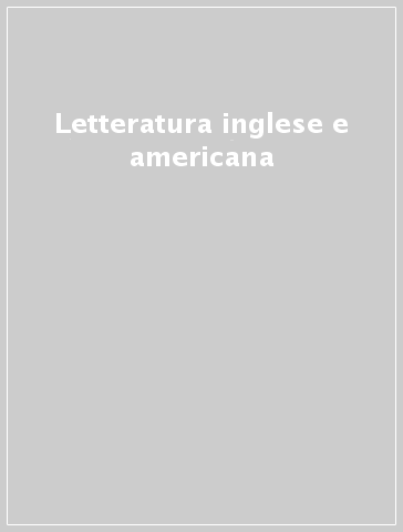 Letteratura inglese e americana