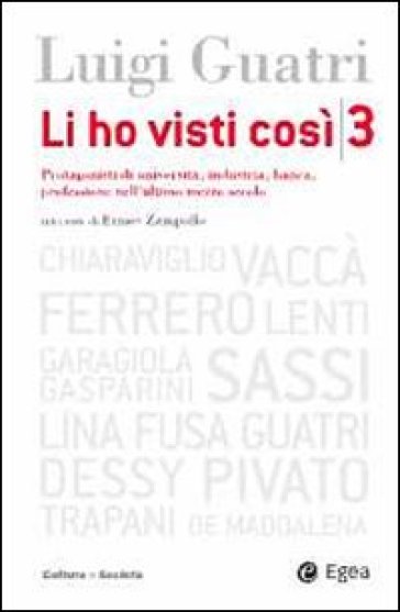 Li ho visti così. Protagonisti di università, industria, banca, professione nell'ultimo mezzo secolo. 3. - Luigi Guatri - Ermes Zampollo