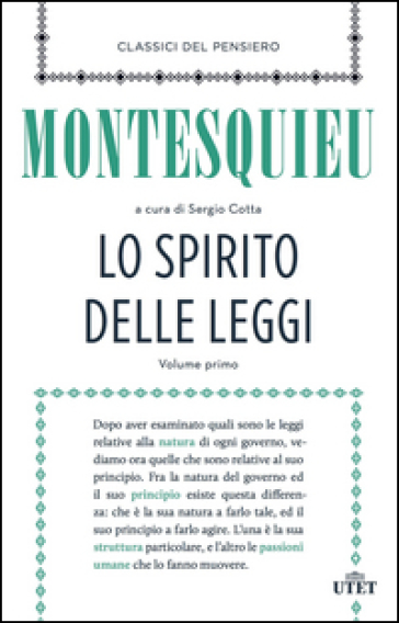 Lo spirito delle leggi. 1. - Charles L. de Montesquieu