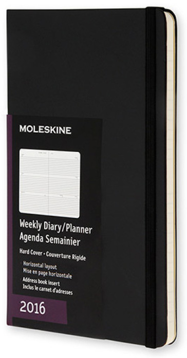 Moleskine 2016 12M Planner Weekly Horizontal Pocket Hard Black