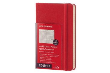 MOLESKINE 18M PLANNER WEEKLY HORIZONTAL POCKET SCARLET RED HARD COVER