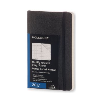 Moleskine 12M Planner Monthly Notebook Pocket Black Soft Cover