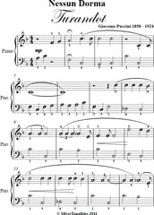 Nessun Dorma Turandot Easy Piano Sheet Music