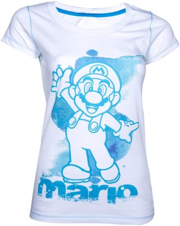 Nintendo - White Blue Mario (T-Shirt Donna S)