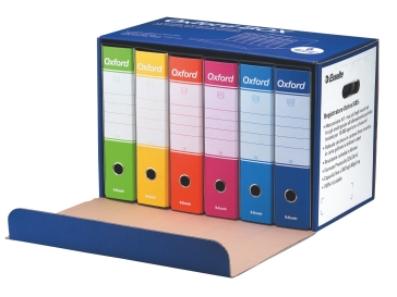 OXFORD BOX - 6 registratori Oxford Prot. Dorso 8 - Colori Assortiti