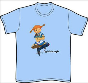 Pippicalzelunghe. T-shirt modello bimbo. Taglia unica manica corta. Colore azzurro - Pippicalzelunghe - taglie disponibili