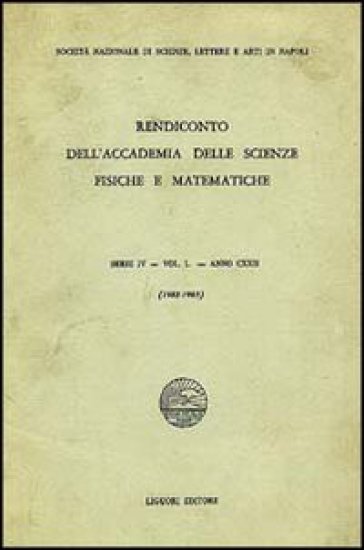 Rendiconto dell'Accademia delle scienze fisiche e matematiche. Serie IV. 50: Anno 1982-1983