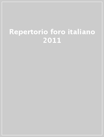 Repertorio foro italiano 2011