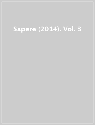 Sapere (2014). Vol. 3