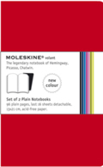 Set 2 taccuini Volant Moleskine a pagine bianche. Copertina rossa. Formato Large - Taccuini a pagine bianche