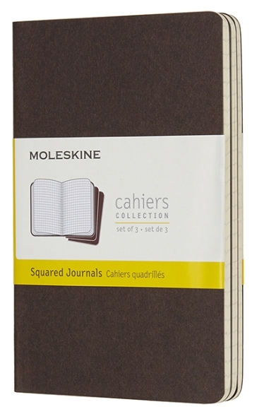 Set 3 Quaderni Cahier a quadretti con copertina morbida - Marrone caffè - Pocket