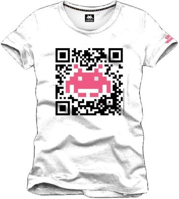 Space Invaders - QR Code White (T-Shirt Uomo S)