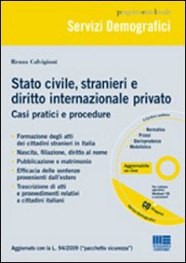 Stato civile, stranieri e diritto internazionale privato. Con CD-ROM - Renzo Calvigioni