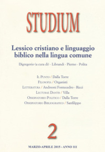 Studium (2015). 2.Lessico cristiano e linguaggio biblico nella lingua comune