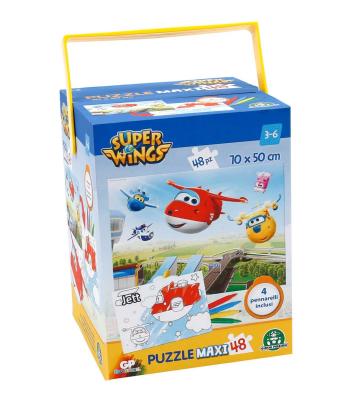 Super Wings Puzzle 48 Pezzi Color Double Con Pennarelli