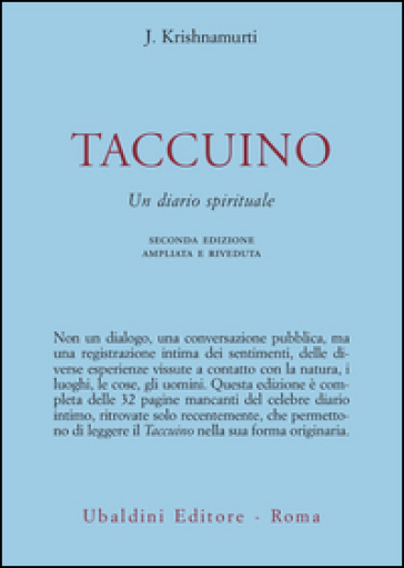 Taccuino. Un diario spirituale - Jiddu Krishnamurti