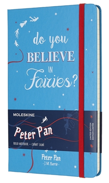 Taccuino a righe Peter Pan in edizione limitata Large blu ceruleo fatine