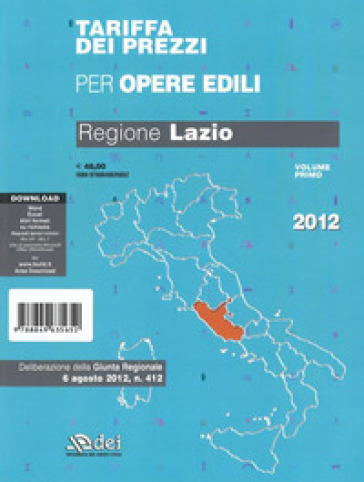 Tariffa dei prezzi per opere edili. Regione Lazio. Con software scaricabile online