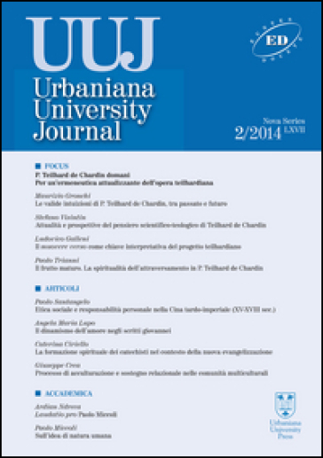Urbaniana University Journal. Euntes Docete (2014). 2.Focus - P. Teilhard de Chardin domani