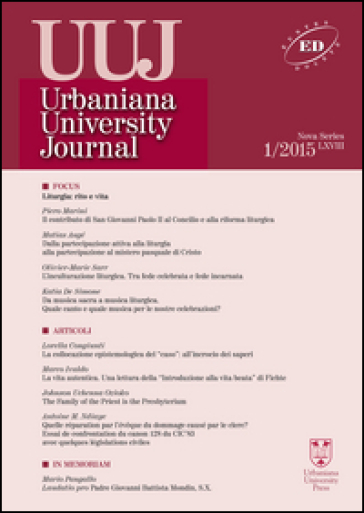 Urbaniana University Journal. Euntes Docete (2015). 1.Liturgia: rito e vita