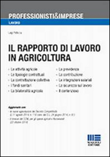 Il rapporto di lavoro in agricoltura - Luigi Pelliccia