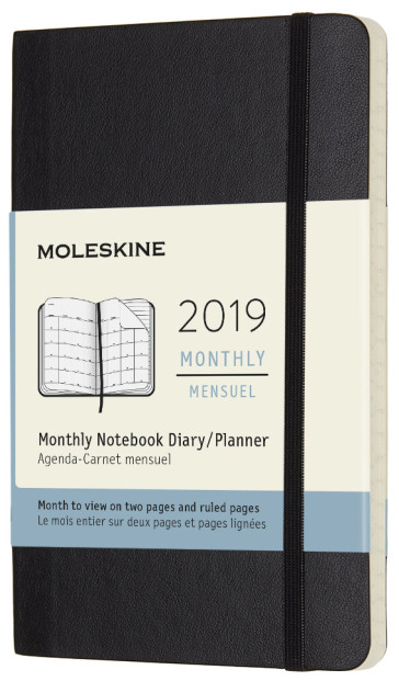 12 mesi - Agenda mensile Pocket - copertina morbida - Nera