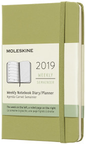 12 mesi - Agenda settimanale con spazio per note - Pocket - copertina rigida - Verde Lichene