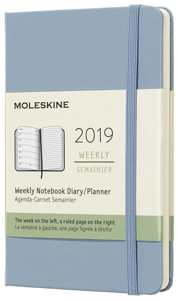 12 mesi - Agenda settimanale con spazio per note - Pocket - copertina rigida - Blu Cenere