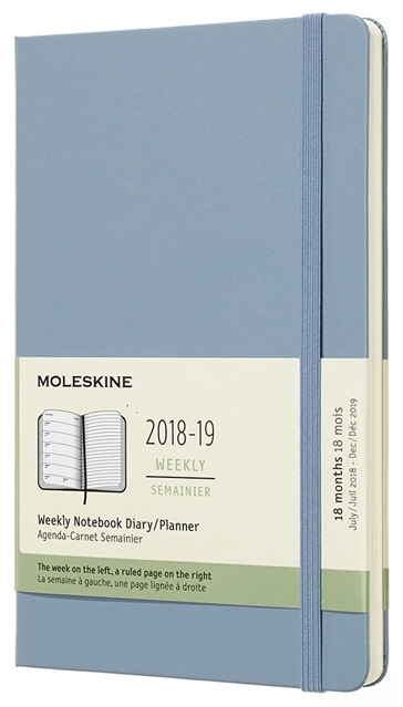 18 mesi - Agenda settimanale con spazio per note Large blu cenere copertina rigida