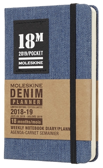 18 mesi - Agenda settimanale con spazio per note Edizione Limitata Denim Pocket blu copertina rigida